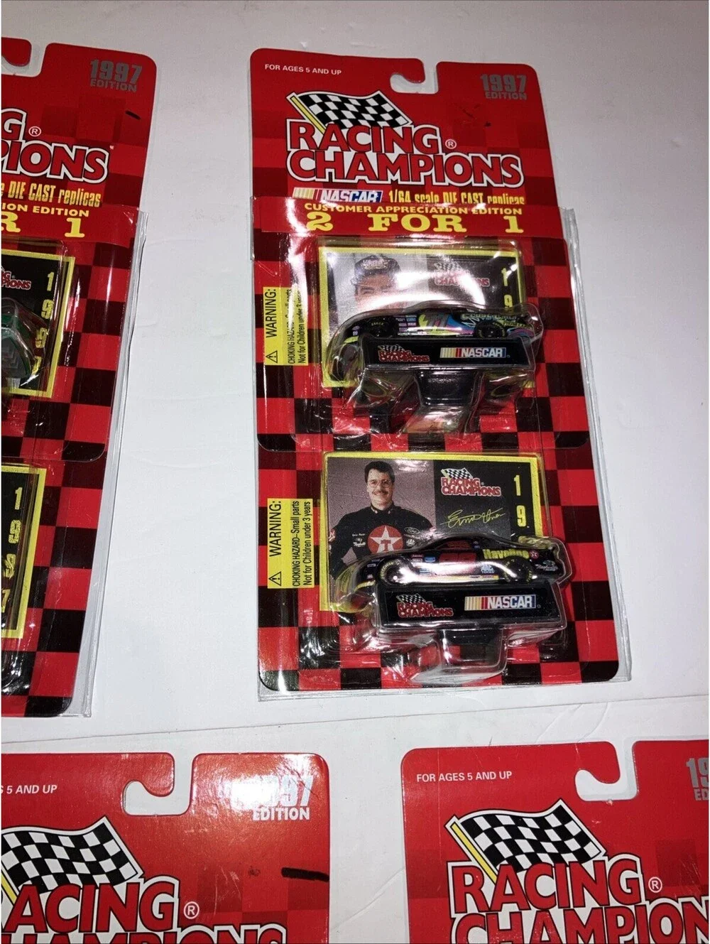 LOT OF 5 VINTAGE 1997 NASCAR Racing Champions 2 for 1 Packs 1/64 Die Cast NEW